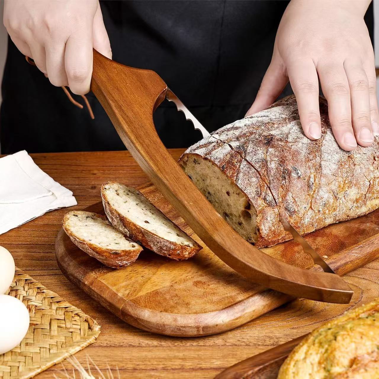 Wooden Handle Bread Cutting Knife